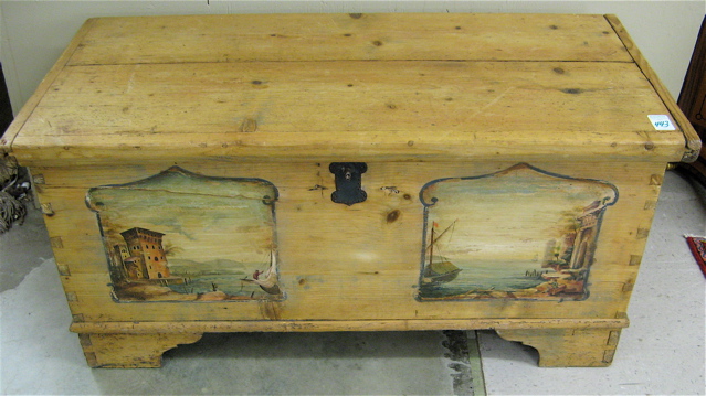 Appraisal: LIFT-TOP PINE IMMIGRANT CHEST Hungarian or Romanian c having a