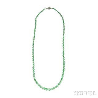 Appraisal: Jade Bead Necklace composed of beads graduating in size from