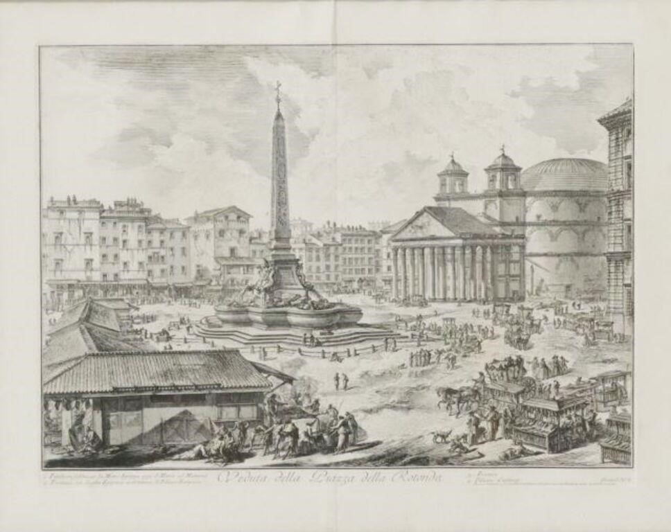 Appraisal: Framed etching on paper Veduta della Piazza della Rotonda from