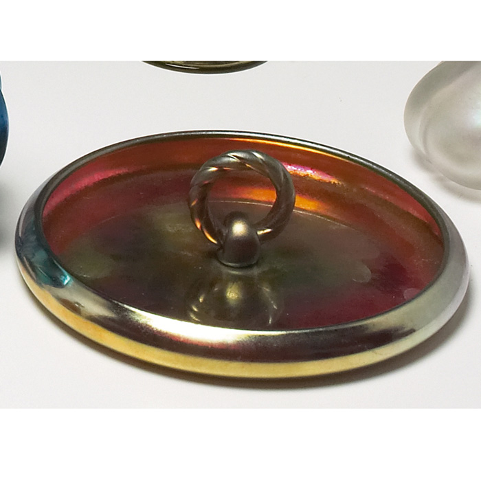 Appraisal: Unusual Steuben dresser tray gold aurene glass with applied handle