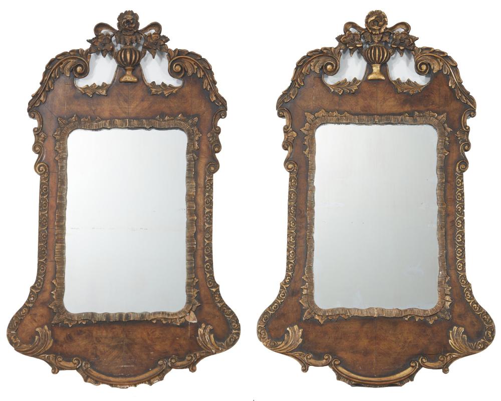 Appraisal: A pair of English carved and giltwood wall mirrors Inscribed