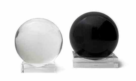 Appraisal: A Baccarat Glass Sphere set on a conforming square base