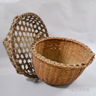 Appraisal: Two Large Woven Splint Baskets th century ht to dia