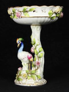 Appraisal: German Von Schierholz porcelain figural compote the scalloped and pierced