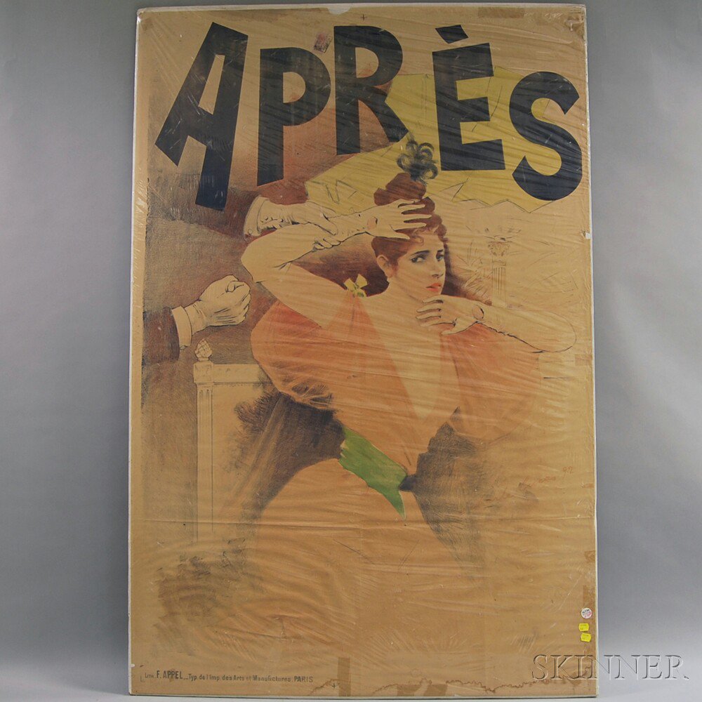 Appraisal: Two Vintage French Chromolithograph Posters a large APR S poster