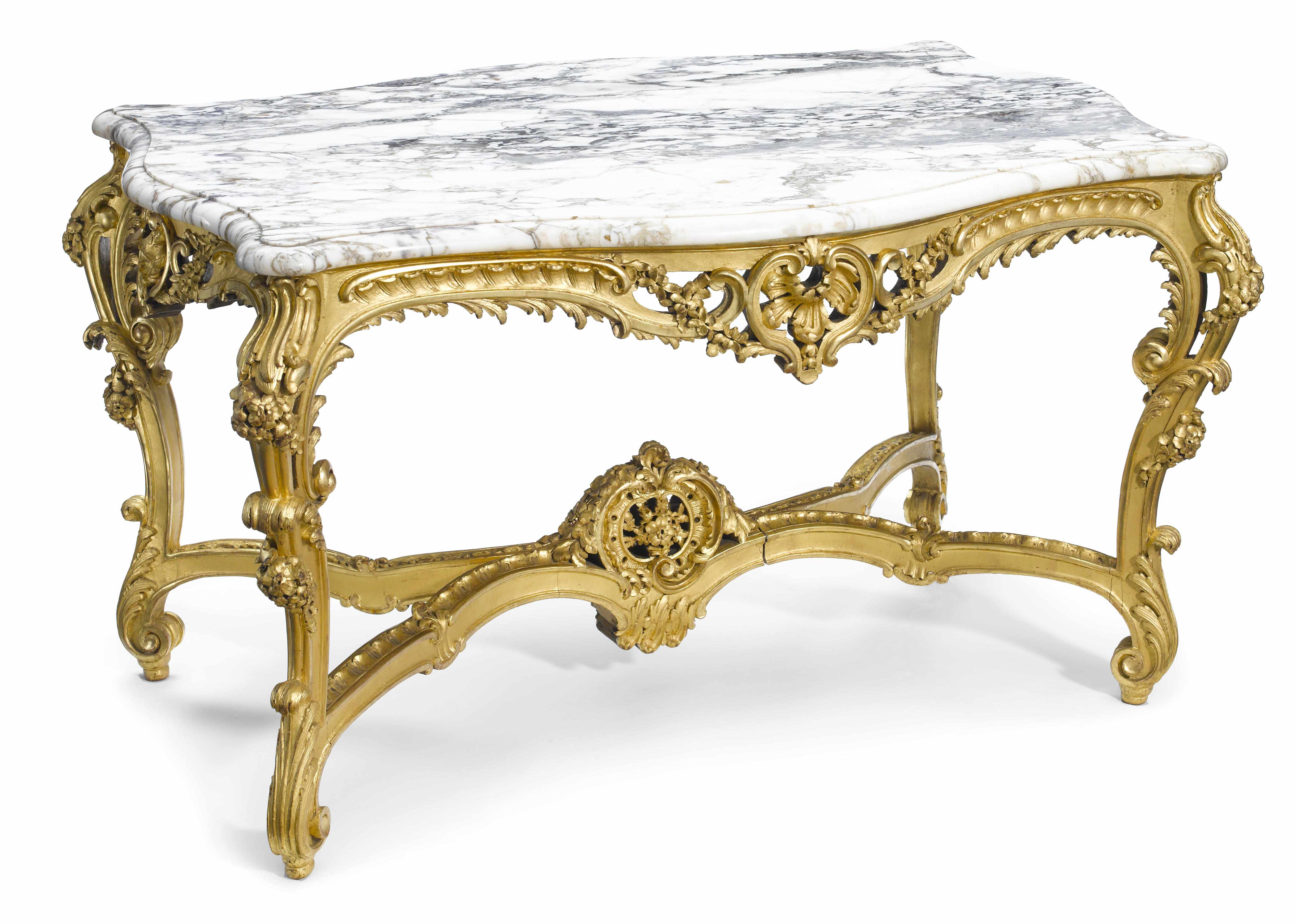 Appraisal: Property of various owners A Louis XV style giltwood table