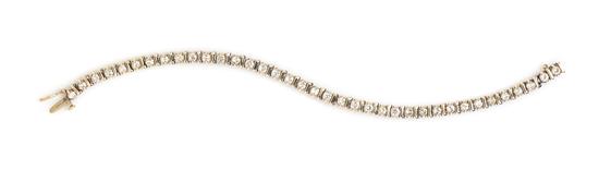 Appraisal: Sale Lot A Karat White Gold and Diamond Line Bracelet