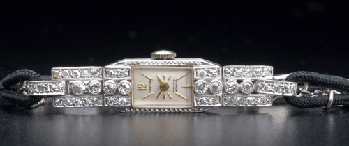 Appraisal: Art Deco diamond and pt dress watch Later Cortina Priority