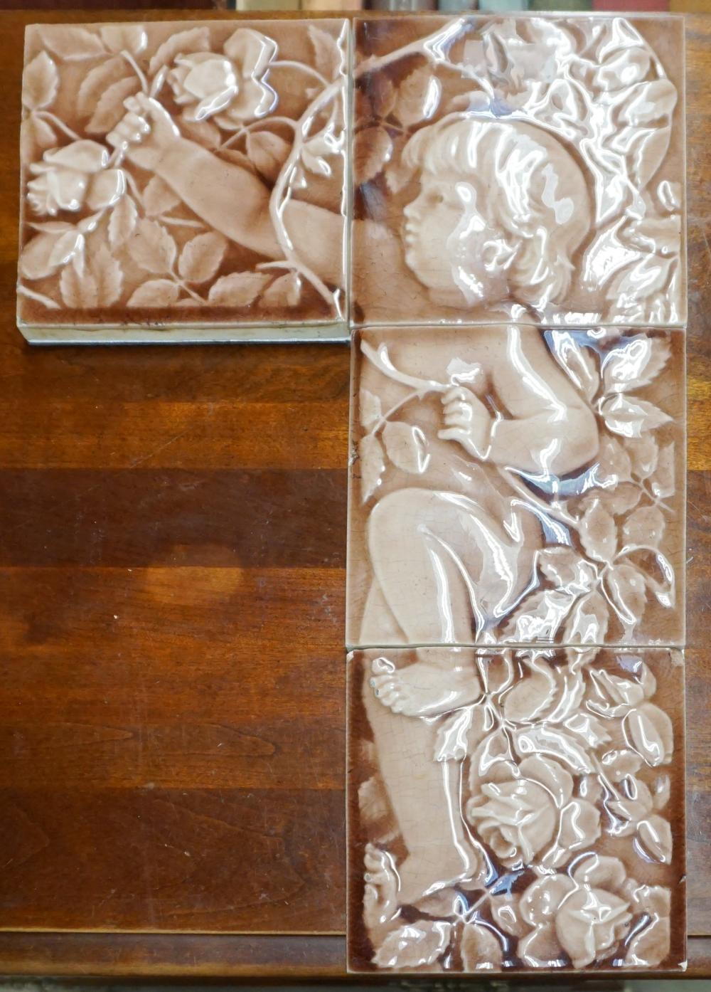 Appraisal: Possibly Trent Tile Co Putti and Roses Form Assembled Tile