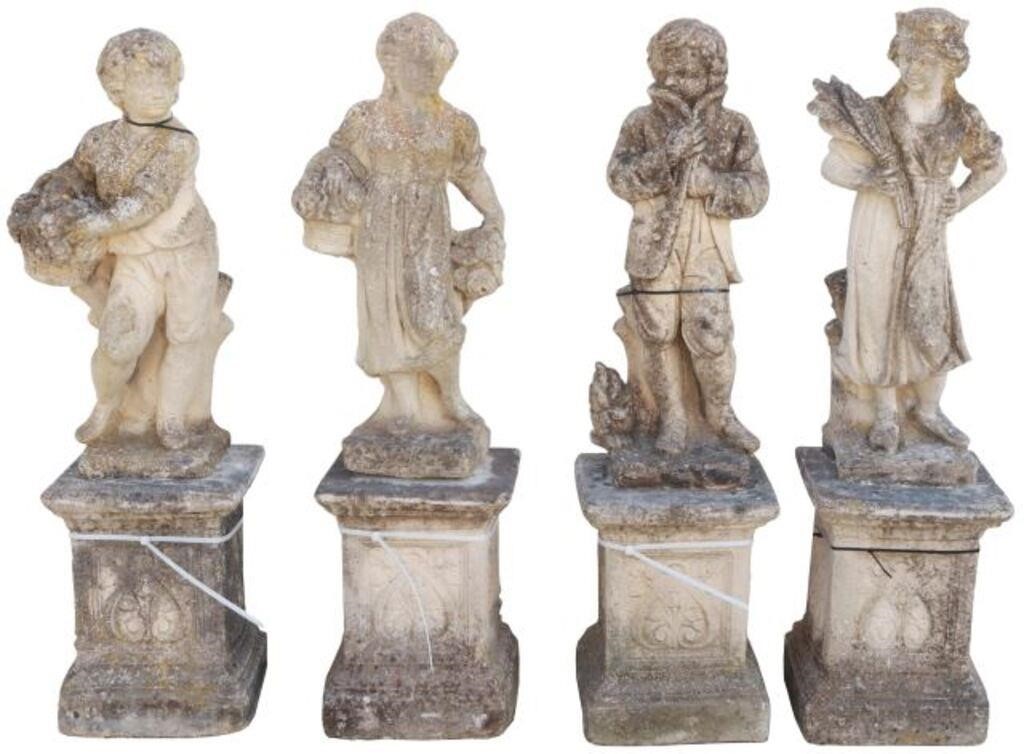 Appraisal: lot Cast stone garden statuary The Four Seasons modeled as