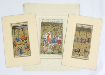 Appraisal: Three Persian Illuminations Three Persian illuminations gouache on paper each