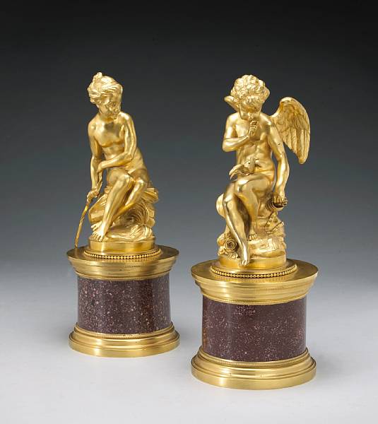 Appraisal: A pair of Louis XVI style gilt bronze figures of