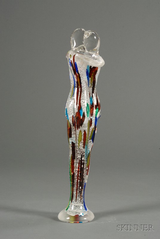 Appraisal: Lovers Sculpture Art glass Murano Italy Two figures in an