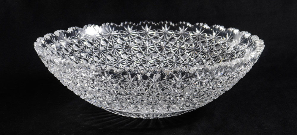 Appraisal: LARGE CUT GLASS CENTER BOWL No visible mark '' h