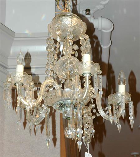 Appraisal: George III Style Glass Five-Light Chandelier Estimate -