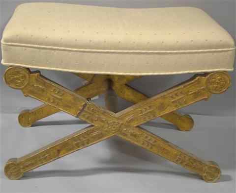 Appraisal: ITALIAN GILT 'X' FRAMED BENCH 's h w d in