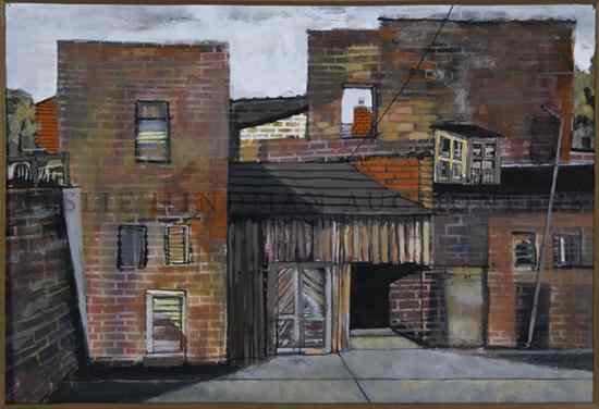 Appraisal: Harlan Holladay American b Baked Buildings gouache on paper signed