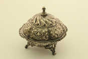 Appraisal: An unusual late Victorian silver casket on three scrolling foliage