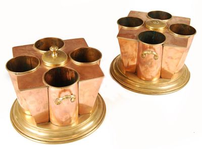 Appraisal: A pair of copper and brass bottle coolers of rectangular