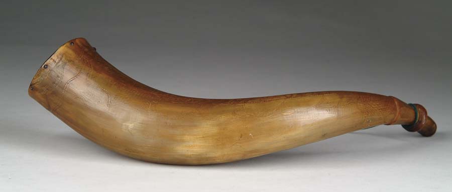 Appraisal: IDENTIFIED POWDER HORN horn with pine plug hexagonal mouth with