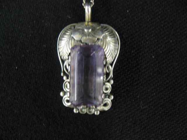 Appraisal: Indian Amethyst Sterling Pendant '' on '' chain