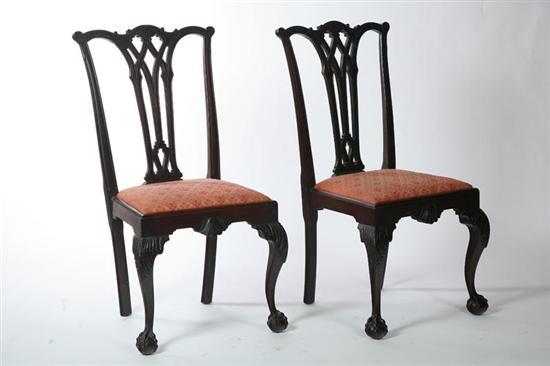 Appraisal: PAIR OF CHIPPENDALE-STYLE SIDE CHAIRS American or English early th