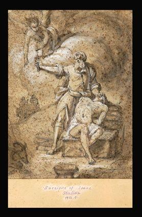 Appraisal: ITALIAN SCHOOL ABRAHAM SACRIFICING ISAAC Ink and wash on paper