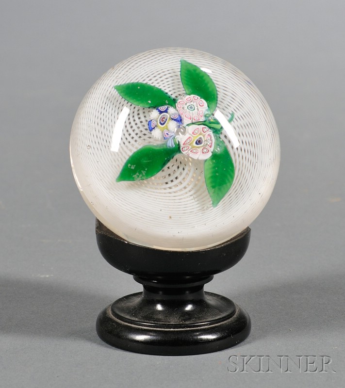 Appraisal: Glass Paperweight with Millefiore Flowers attributed to the Boston Sandwich