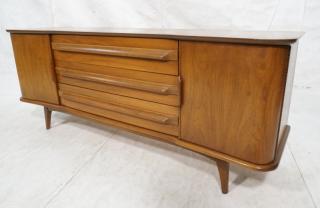 Appraisal: American Modern Walnut Credenza Modernist Shape American Modern Walnut Credenza