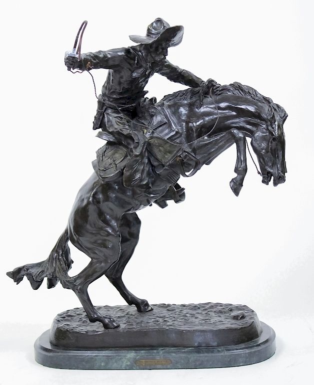 Appraisal: Remington American Cowboy Western Bronze Sculpture After Frederic Remington -