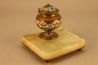 Appraisal: Antique French Champleve Inkwell Antique French Champleve Inkwell Height inches