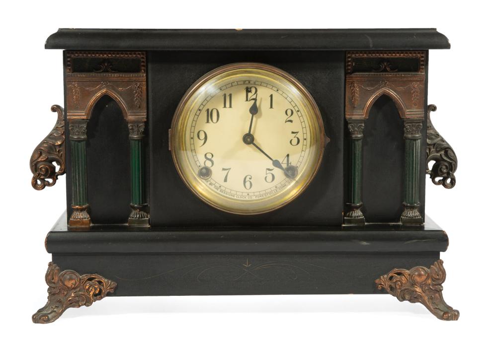 Appraisal: American Brass-Mounted Mantel Clock th c Sessions Clock Co Forestville