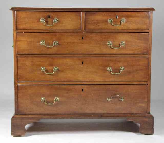 Appraisal: A George III mahogany chest circa with two short and