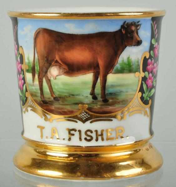 Appraisal: Cow Shaving Mug Description Gilt name T A Fisher Full