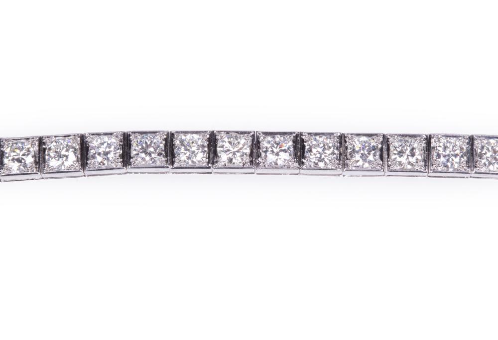 Appraisal: PLATINUM AND DIAMOND LINE BRACELETPlatinum and Diamond Line Bracelet set