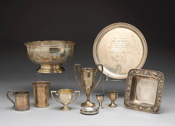 Appraisal: Property of various owners Including circular tray with presentation inscription