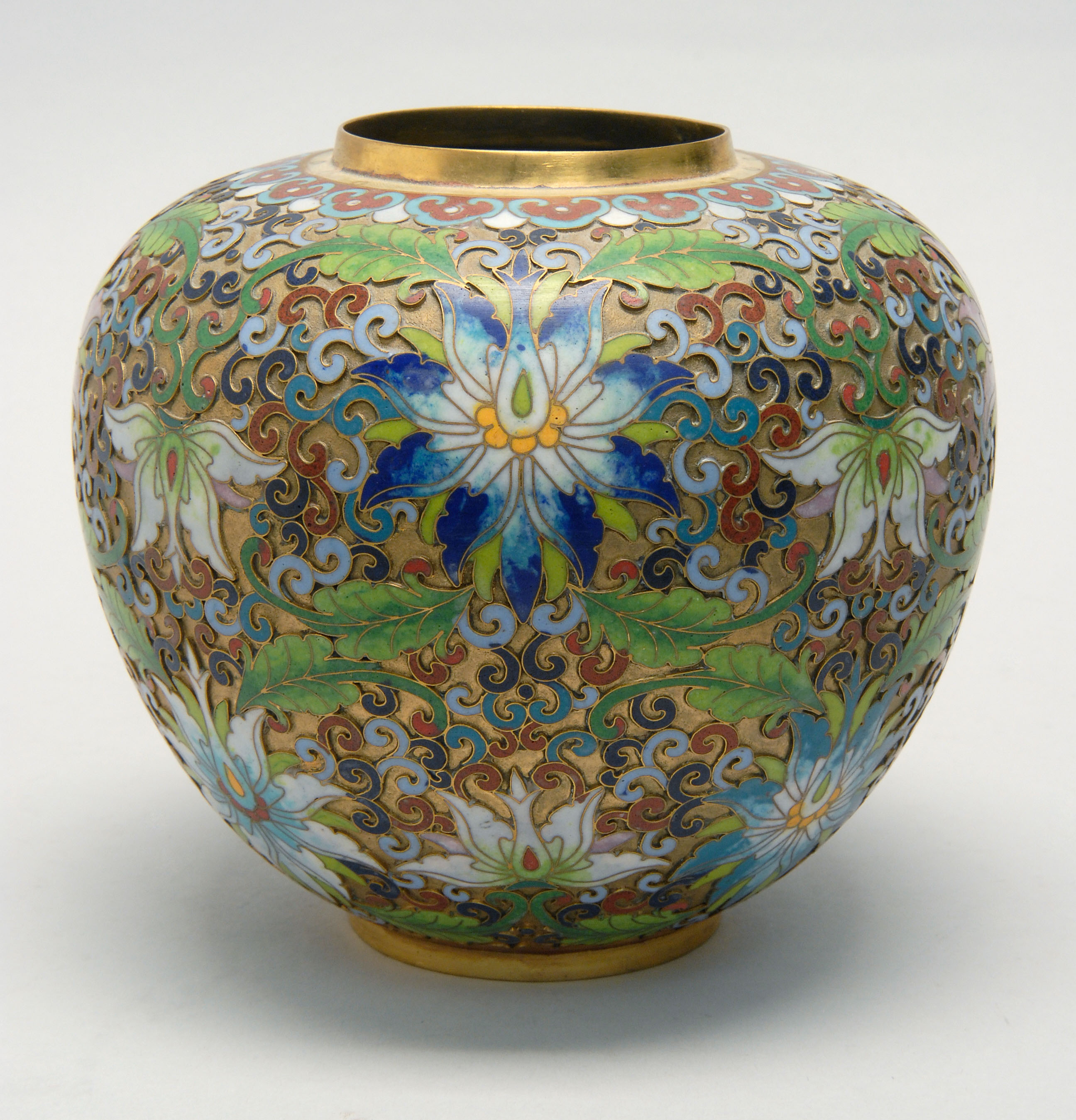 Appraisal: TH CENTURY CHINESE SCULPTED CLOISONN ENAMEL PETAL JAR in baluster