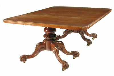 Appraisal: A Victorian twin pedestal mahogany dining table the moulded edge