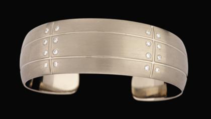 Appraisal: karat white gold and diamond cuff Tiffany and Co contemporary