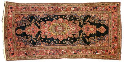 Appraisal: Hand woven Persian rug central medallion with pendant on black