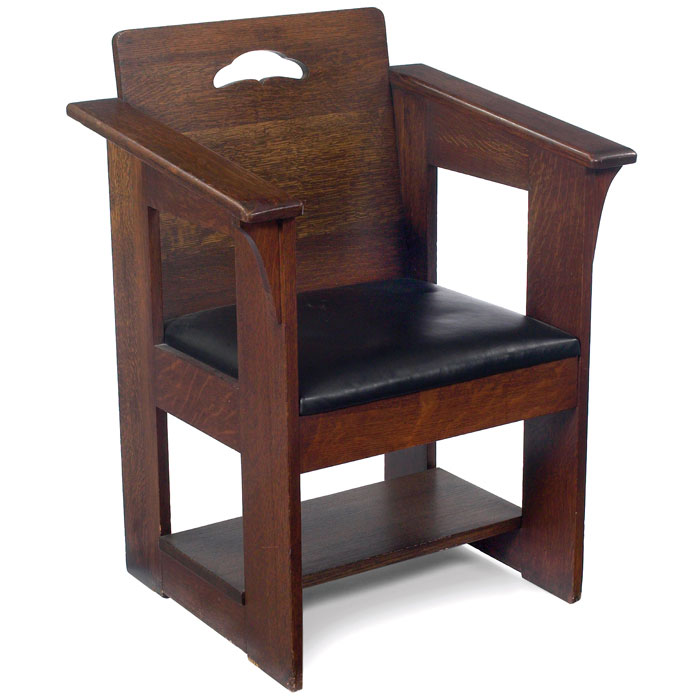 Appraisal: Limbert cafe chair important design with strong Mackintosh influence canted