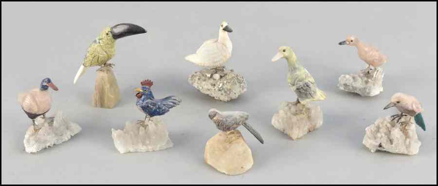 Appraisal: COLLECTION OF CARVED SEMI-PRECIOUS STONE BIRDS Condition No Specific Condition