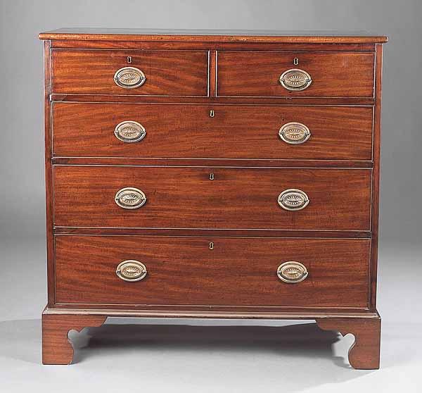 Appraisal: An English Mahogany Chest of Drawers c the molded top