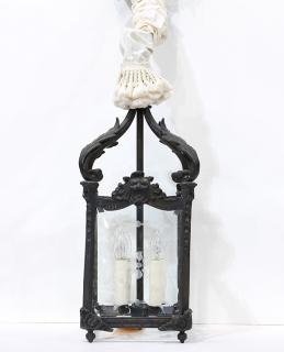 Appraisal: French Louis XV style patinated bronze hall lantern French Louis