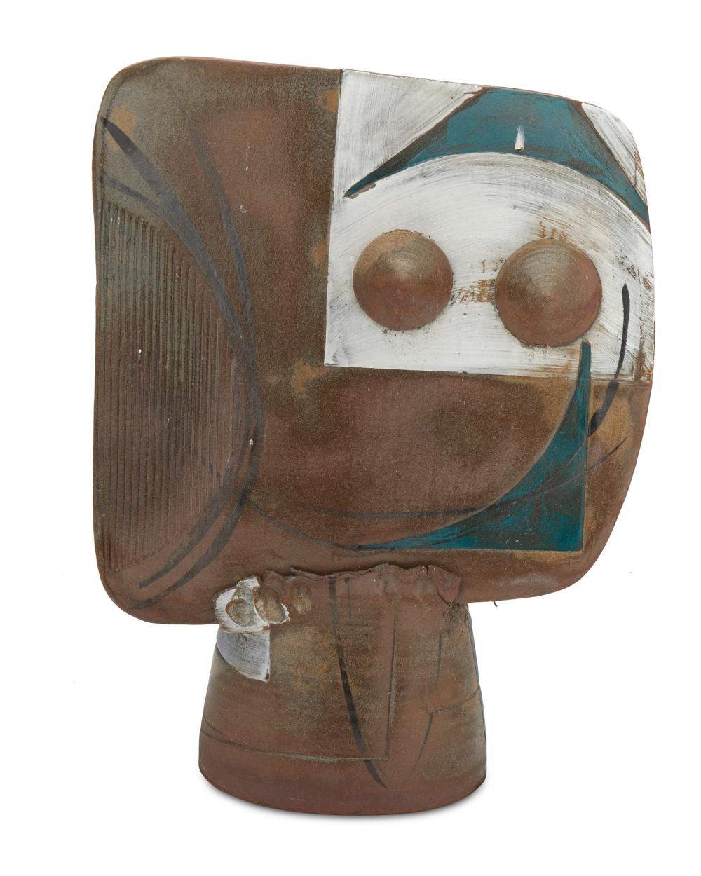 Appraisal: Julie Hawthorne b th century Abstract face Glazed ceramic H