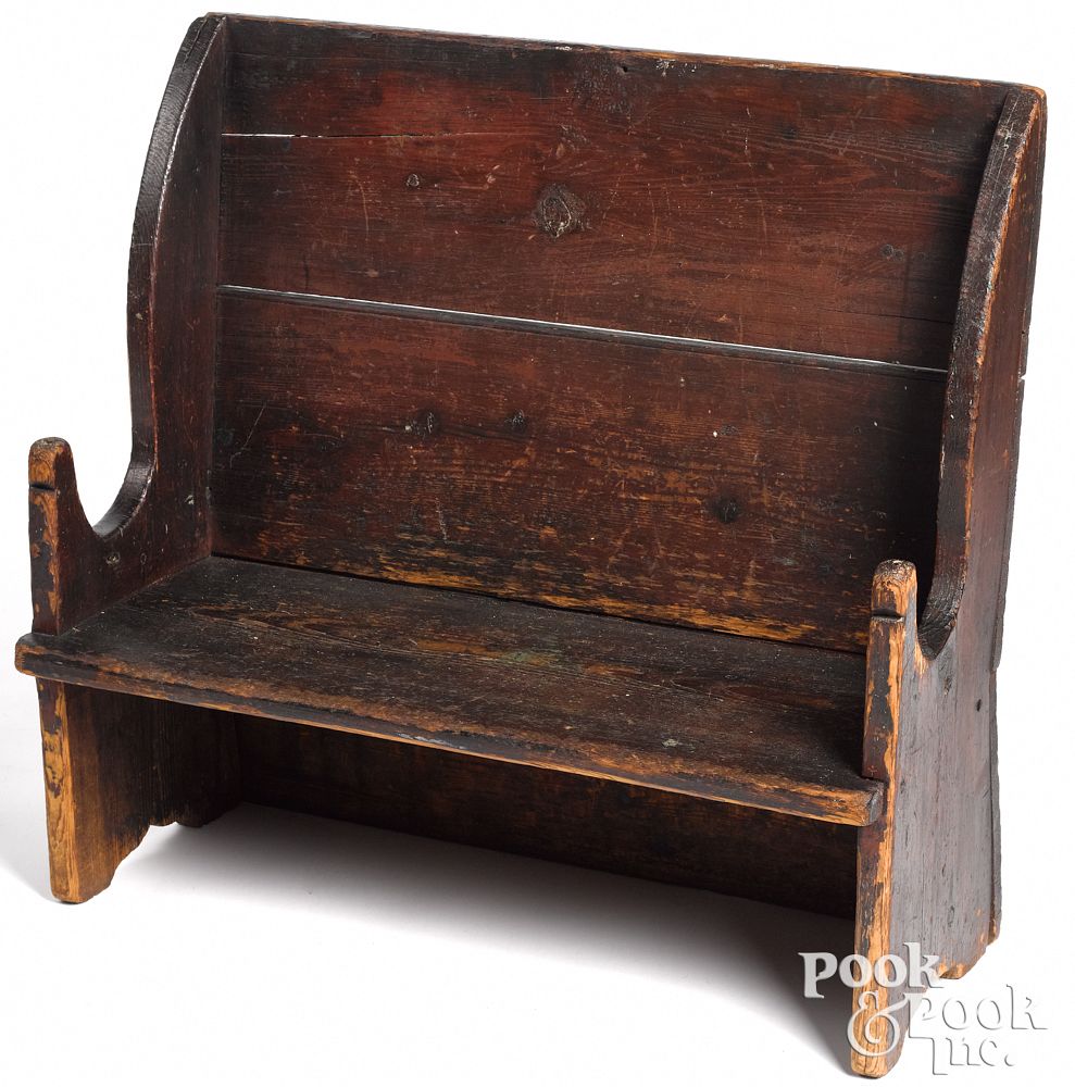 Appraisal: Child's New England pine settle bench Child's New England pine