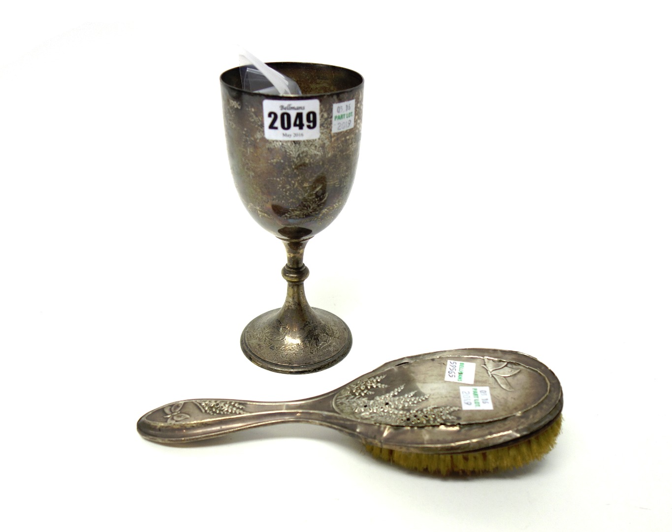 Appraisal: Silver and silver mounted wares comprising a Victorian trophy goblet