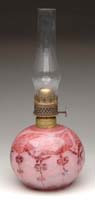 Appraisal: LE VERRE FRANCAIS MINIATURE OIL LAMP In the Garances pattern