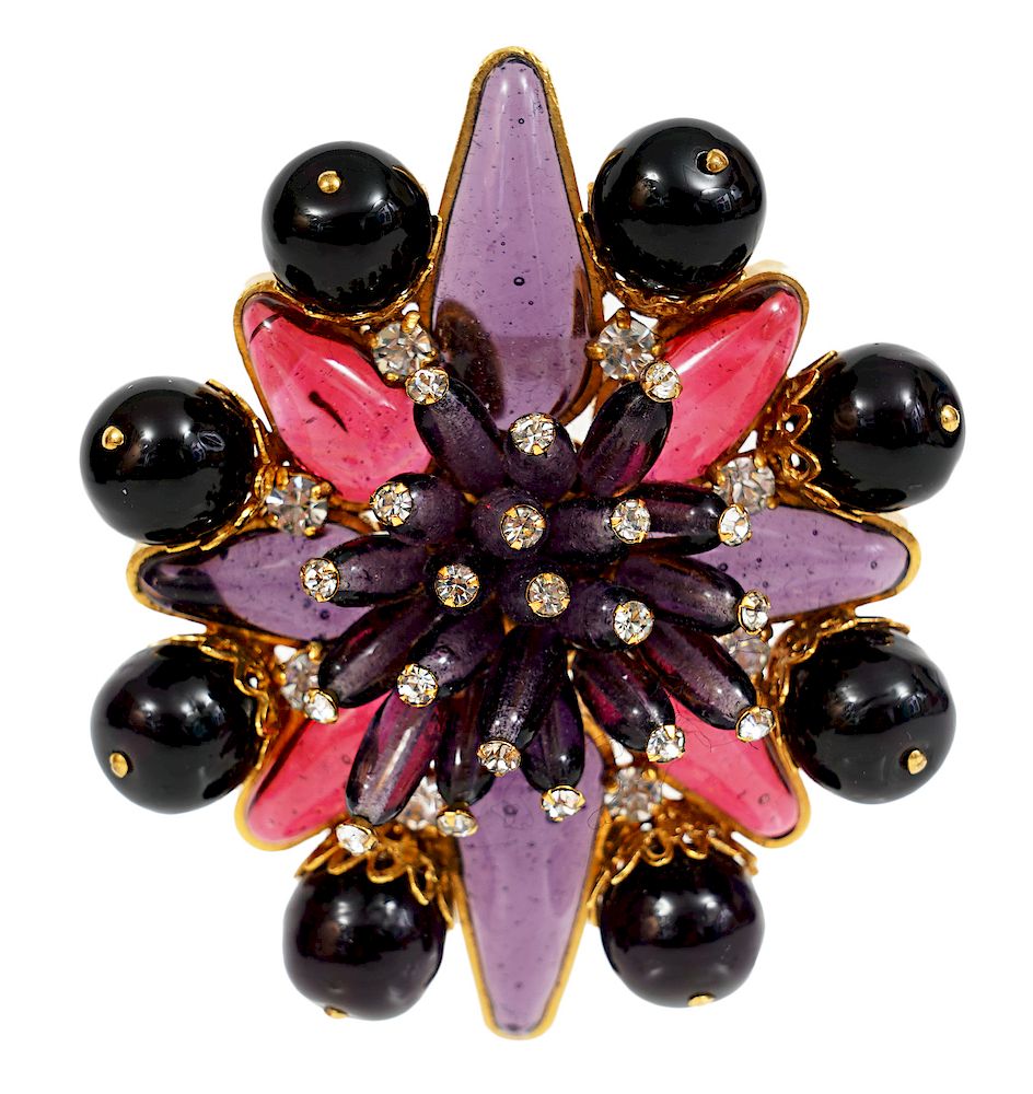 Appraisal: Chanel Gripoix Crystal Brooch Enhancer Chanel vintage pink purple Gripoix