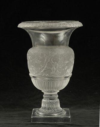 Appraisal: Lalique Neoclassical-Style Molded Glass Vase Signed in in diam